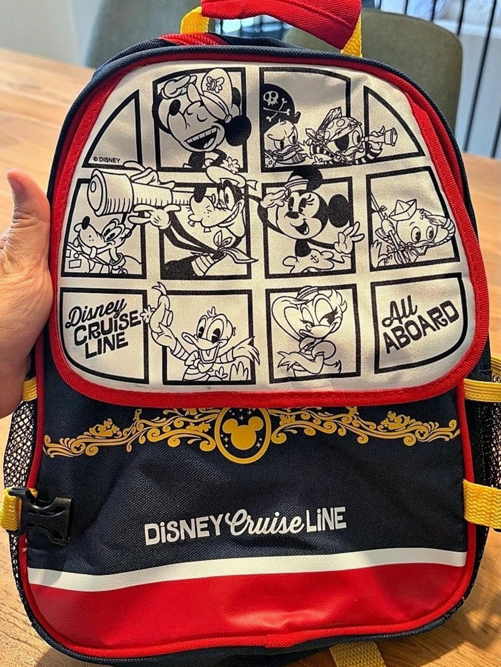 Disney Cruise Line Mickey & Friends Comic Strip Backpack Red & Black